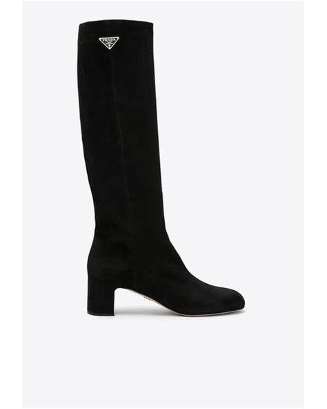 prada sport suede knee high boots|Prada 55 leather ankle boots.